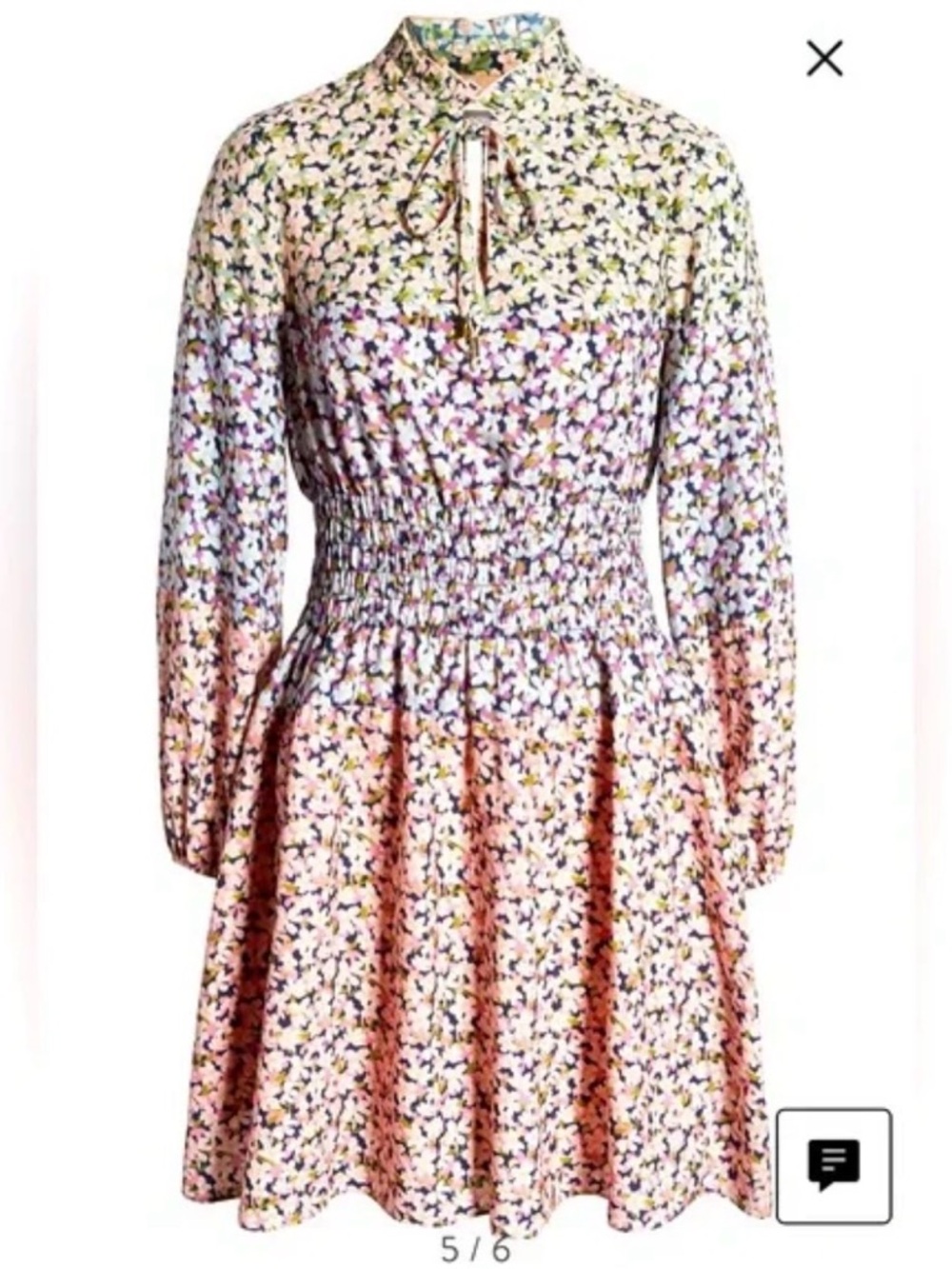 Vince‎ Camuto Floral Smocked Waist Dress NEW Size 10